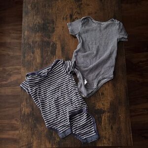 Carter's Navy and White Striped Bodysuits